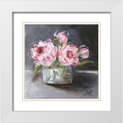 Roses White Modern Wood Framed Art Print with Double Matting by Strong, Molly Susan