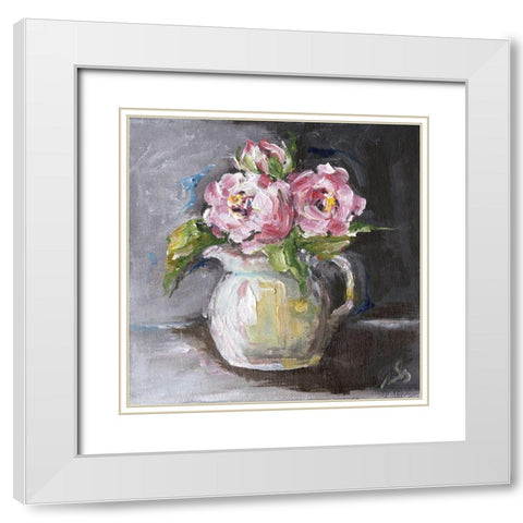Roses II White Modern Wood Framed Art Print with Double Matting by Strong, Molly Susan