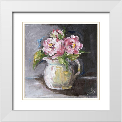 Roses II White Modern Wood Framed Art Print with Double Matting by Strong, Molly Susan