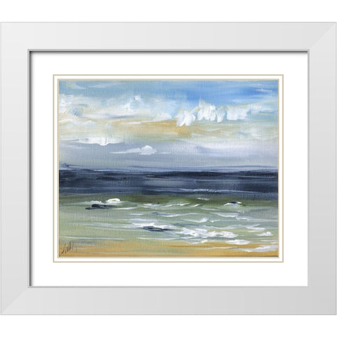 Oceanscape White Modern Wood Framed Art Print with Double Matting by Strong, Molly Susan