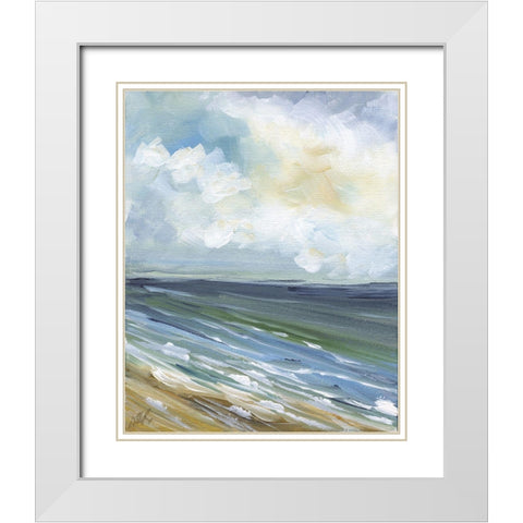 Beach Horizon White Modern Wood Framed Art Print with Double Matting by Strong, Molly Susan