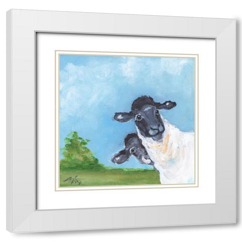 Peeking White Modern Wood Framed Art Print with Double Matting by Strong, Molly Susan
