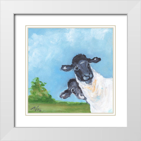 Peeking White Modern Wood Framed Art Print with Double Matting by Strong, Molly Susan