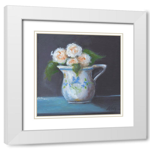 Blue Bird Pitcher White Modern Wood Framed Art Print with Double Matting by Strong, Molly Susan