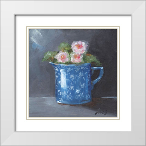 Blue Calico White Modern Wood Framed Art Print with Double Matting by Strong, Molly Susan