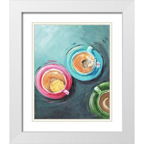 Tea Time White Modern Wood Framed Art Print with Double Matting by Strong, Molly Susan
