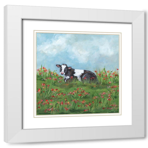Poppy White Modern Wood Framed Art Print with Double Matting by Strong, Molly Susan