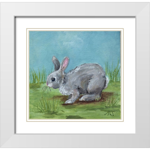 Gray Bunny White Modern Wood Framed Art Print with Double Matting by Strong, Molly Susan