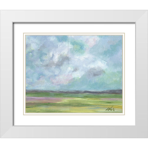 Pink Hills White Modern Wood Framed Art Print with Double Matting by Strong, Molly Susan