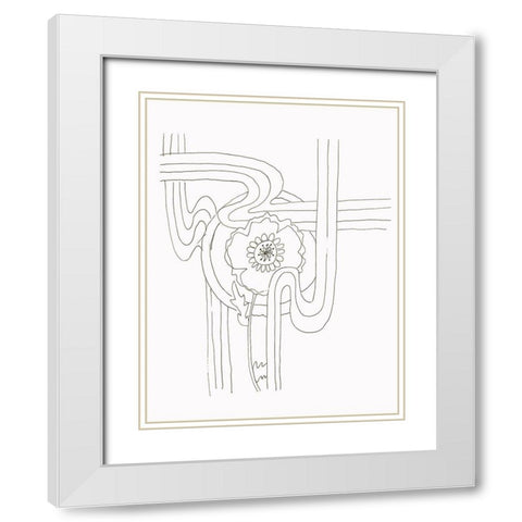 Flowerlines White Modern Wood Framed Art Print with Double Matting by Rupp, Mariah