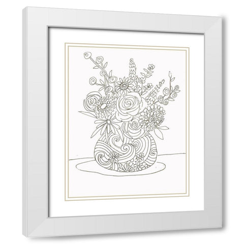 Line Bouquet White Modern Wood Framed Art Print with Double Matting by Rupp, Mariah