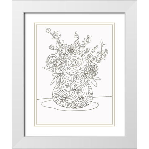 Line Bouquet White Modern Wood Framed Art Print with Double Matting by Rupp, Mariah