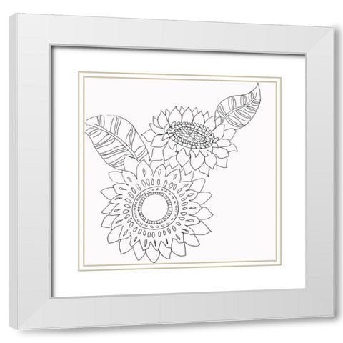 Sunflower White Modern Wood Framed Art Print with Double Matting by Rupp, Mariah
