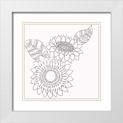 Sunflower White Modern Wood Framed Art Print with Double Matting by Rupp, Mariah