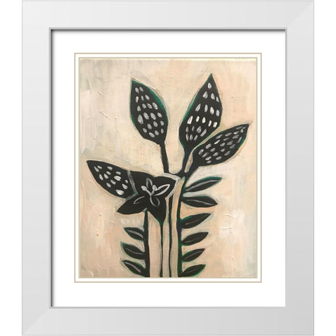 Black Leaves White Modern Wood Framed Art Print with Double Matting by Rupp, Mariah