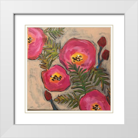 Red Mushrooms White Modern Wood Framed Art Print with Double Matting by Rupp, Mariah