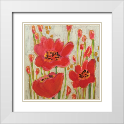 Red Poppies White Modern Wood Framed Art Print with Double Matting by Rupp, Mariah