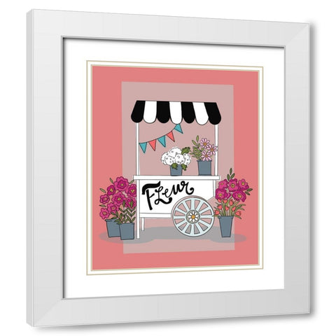Fleur Cart White Modern Wood Framed Art Print with Double Matting by Rupp, Mariah
