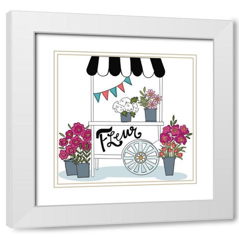 Fleur Cart White Modern Wood Framed Art Print with Double Matting by Rupp, Mariah