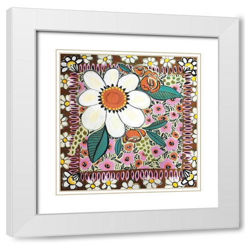 Floral Square White Modern Wood Framed Art Print with Double Matting by Rupp, Mariah