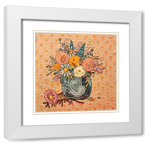 Peach Vase White Modern Wood Framed Art Print with Double Matting by Rupp, Mariah