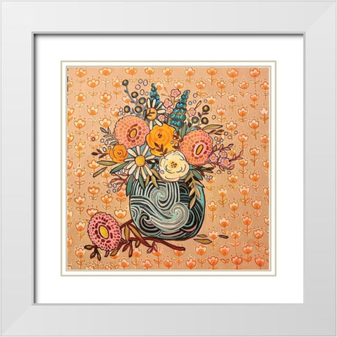 Peach Vase White Modern Wood Framed Art Print with Double Matting by Rupp, Mariah