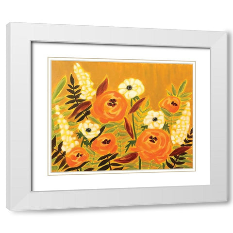 Fall Flowers White Modern Wood Framed Art Print with Double Matting by Rupp, Mariah