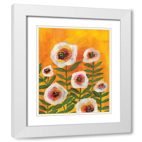 Flowers on Yellow White Modern Wood Framed Art Print with Double Matting by Rupp, Mariah