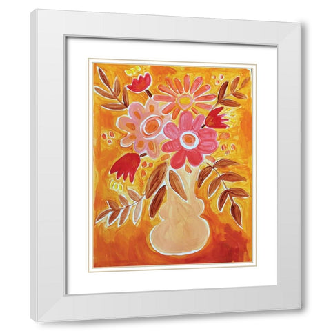 Orange Daisies White Modern Wood Framed Art Print with Double Matting by Rupp, Mariah