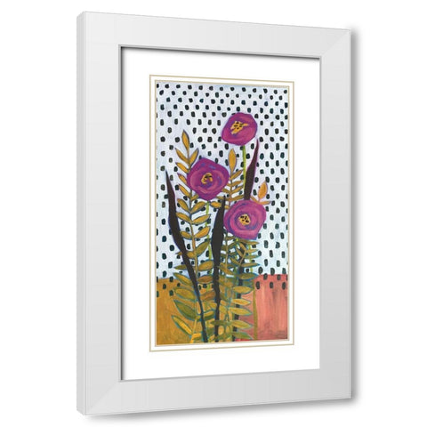 Purple Flowers White Modern Wood Framed Art Print with Double Matting by Rupp, Mariah