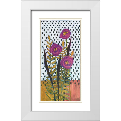 Purple Flowers White Modern Wood Framed Art Print with Double Matting by Rupp, Mariah