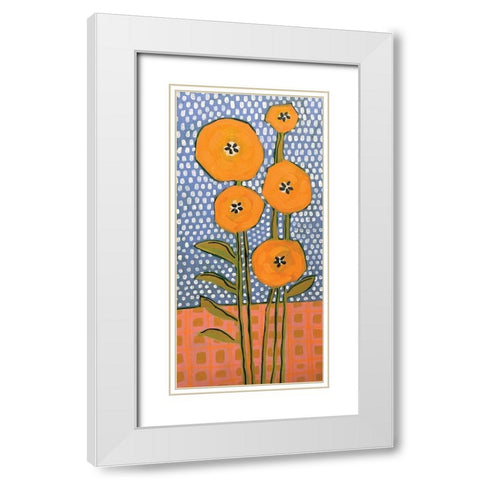 Orange on Polka Dots White Modern Wood Framed Art Print with Double Matting by Rupp, Mariah