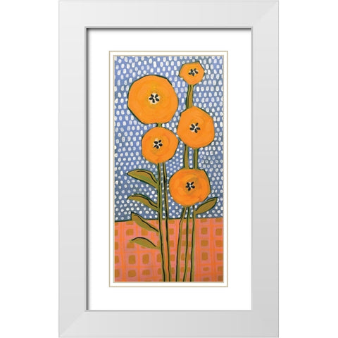 Orange on Polka Dots White Modern Wood Framed Art Print with Double Matting by Rupp, Mariah