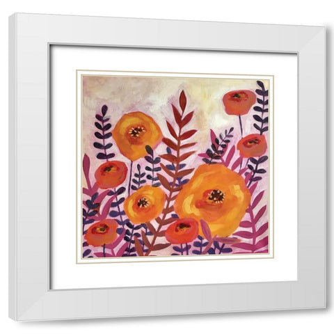 Purple Leaves White Modern Wood Framed Art Print with Double Matting by Rupp, Mariah