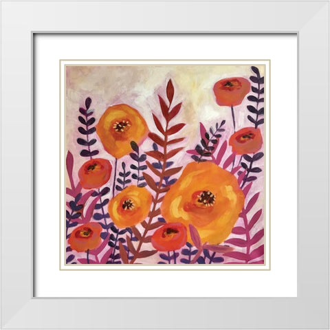 Purple Leaves White Modern Wood Framed Art Print with Double Matting by Rupp, Mariah