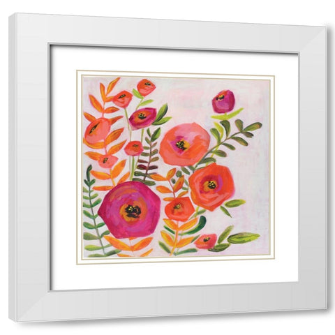 Flowers and Leaves White Modern Wood Framed Art Print with Double Matting by Rupp, Mariah