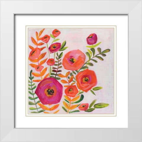 Flowers and Leaves White Modern Wood Framed Art Print with Double Matting by Rupp, Mariah