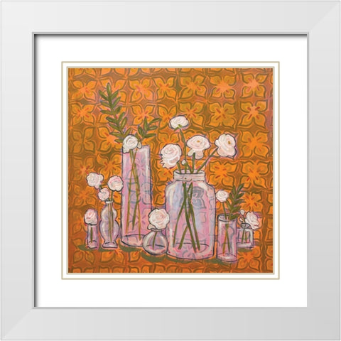 Flowers in Vases on Orange White Modern Wood Framed Art Print with Double Matting by Rupp, Mariah