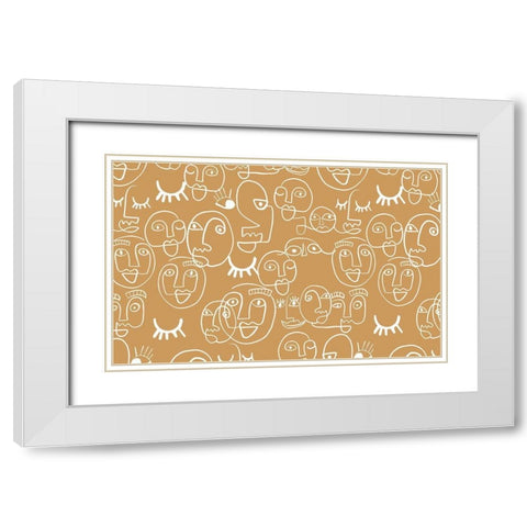 Faces White Modern Wood Framed Art Print with Double Matting by Rupp, Mariah