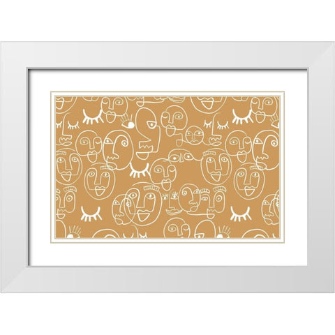 Faces White Modern Wood Framed Art Print with Double Matting by Rupp, Mariah