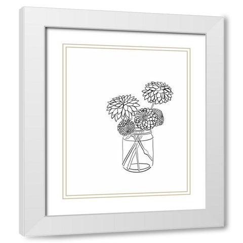 Dahlias White Modern Wood Framed Art Print with Double Matting by Rupp, Mariah