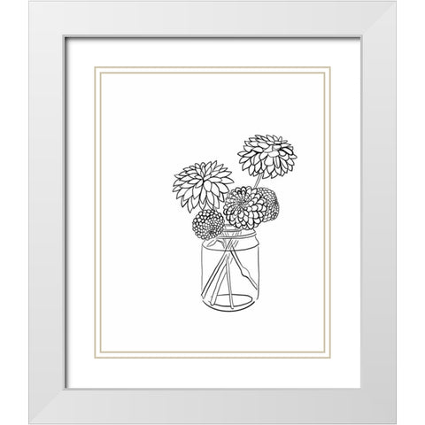Dahlias White Modern Wood Framed Art Print with Double Matting by Rupp, Mariah