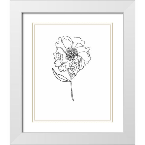 Peony White Modern Wood Framed Art Print with Double Matting by Rupp, Mariah