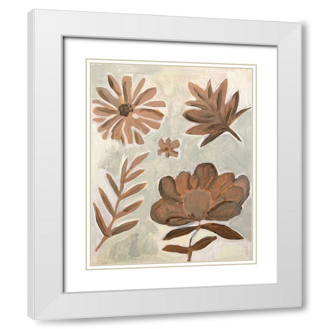 Brown Flowers White Modern Wood Framed Art Print with Double Matting by Rupp, Mariah