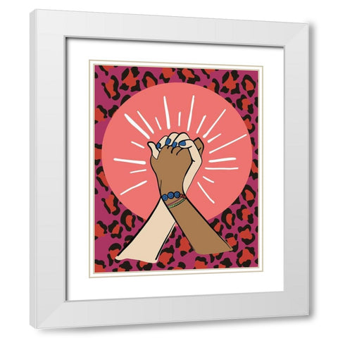 Hands Cheetah White Modern Wood Framed Art Print with Double Matting by Rupp, Mariah