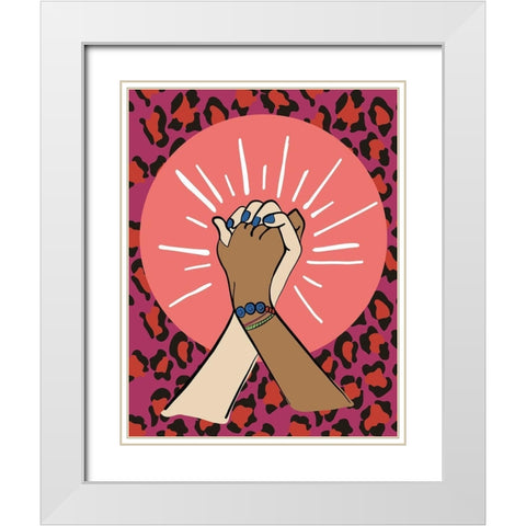 Hands Cheetah White Modern Wood Framed Art Print with Double Matting by Rupp, Mariah