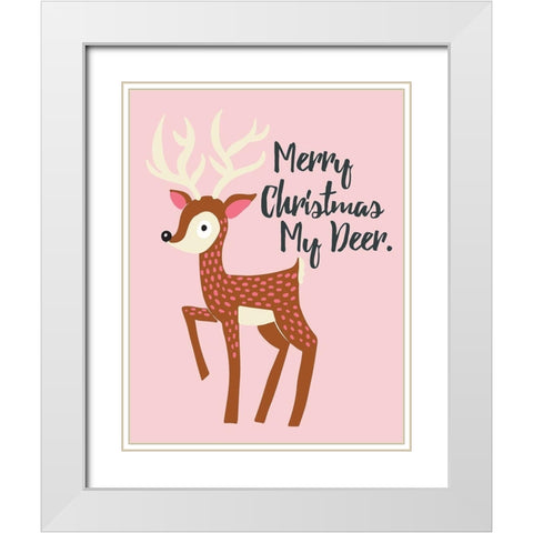 My Deer White Modern Wood Framed Art Print with Double Matting by Rupp, Mariah
