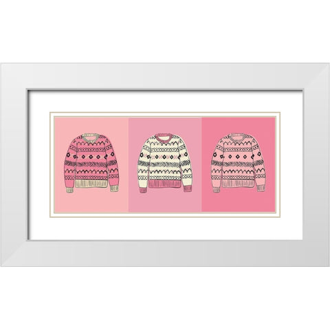 Christmas Sweaters White Modern Wood Framed Art Print with Double Matting by Rupp, Mariah