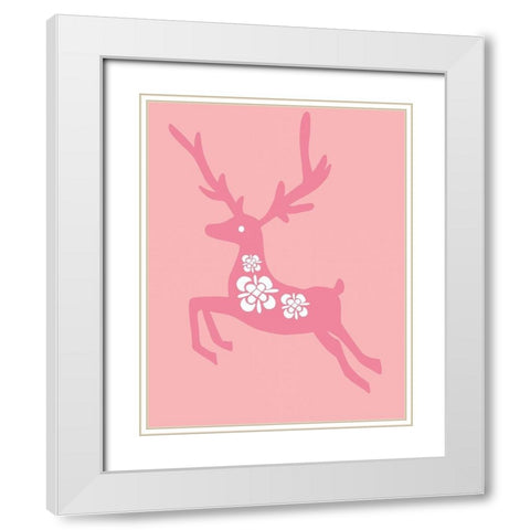 Blush Reindeer White Modern Wood Framed Art Print with Double Matting by Rupp, Mariah
