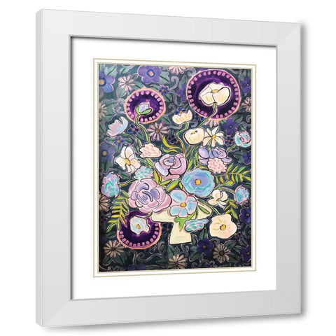 Purple Floral White Modern Wood Framed Art Print with Double Matting by Rupp, Mariah